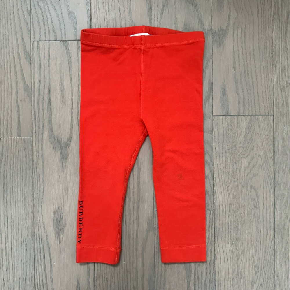 Burberry Kids 18M Girls Red Penny Logo Leggings Cozy Comfortable Cotton Skinny